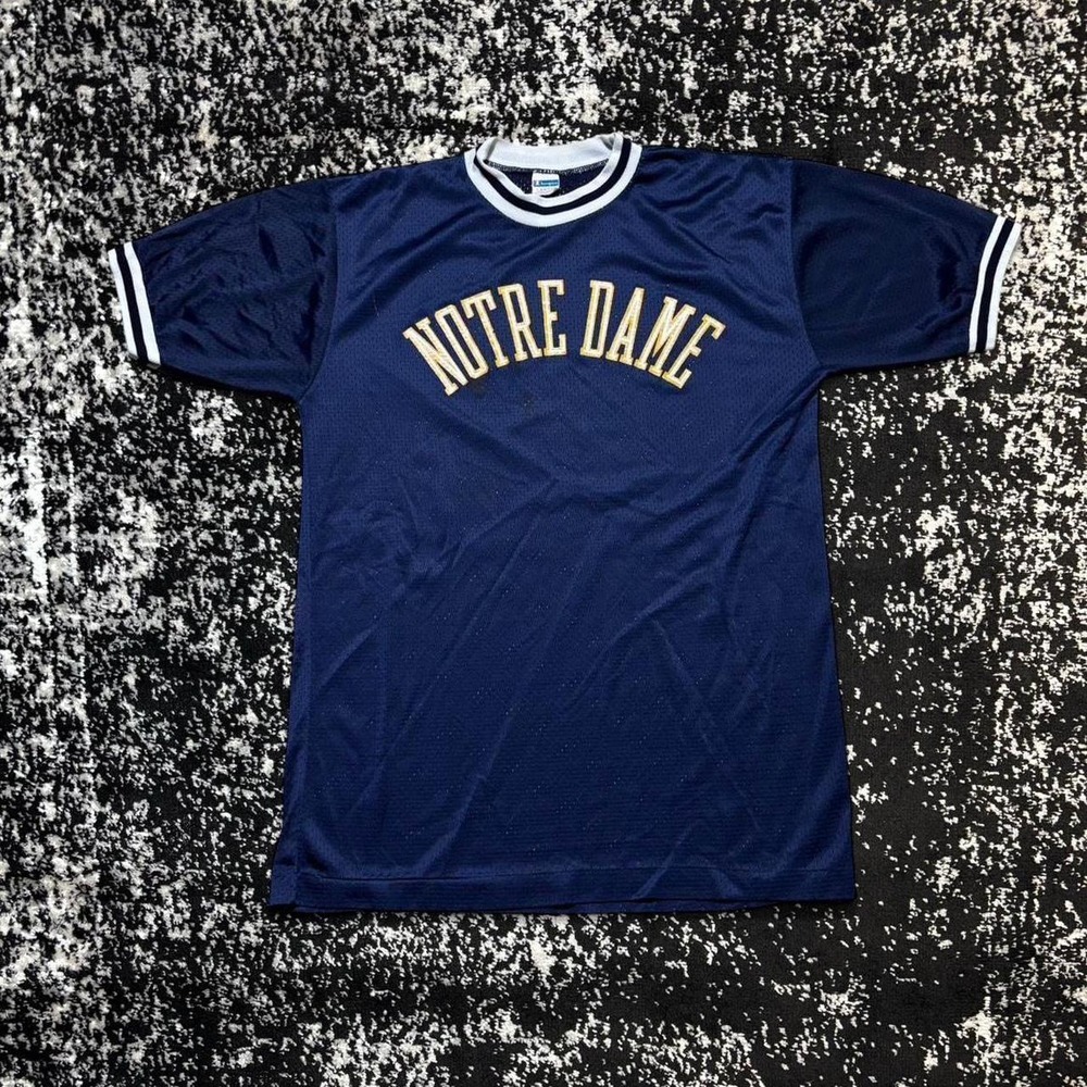 Vintage 70s Champion Blue Bar Notre Dame mesh Ringer t shirt